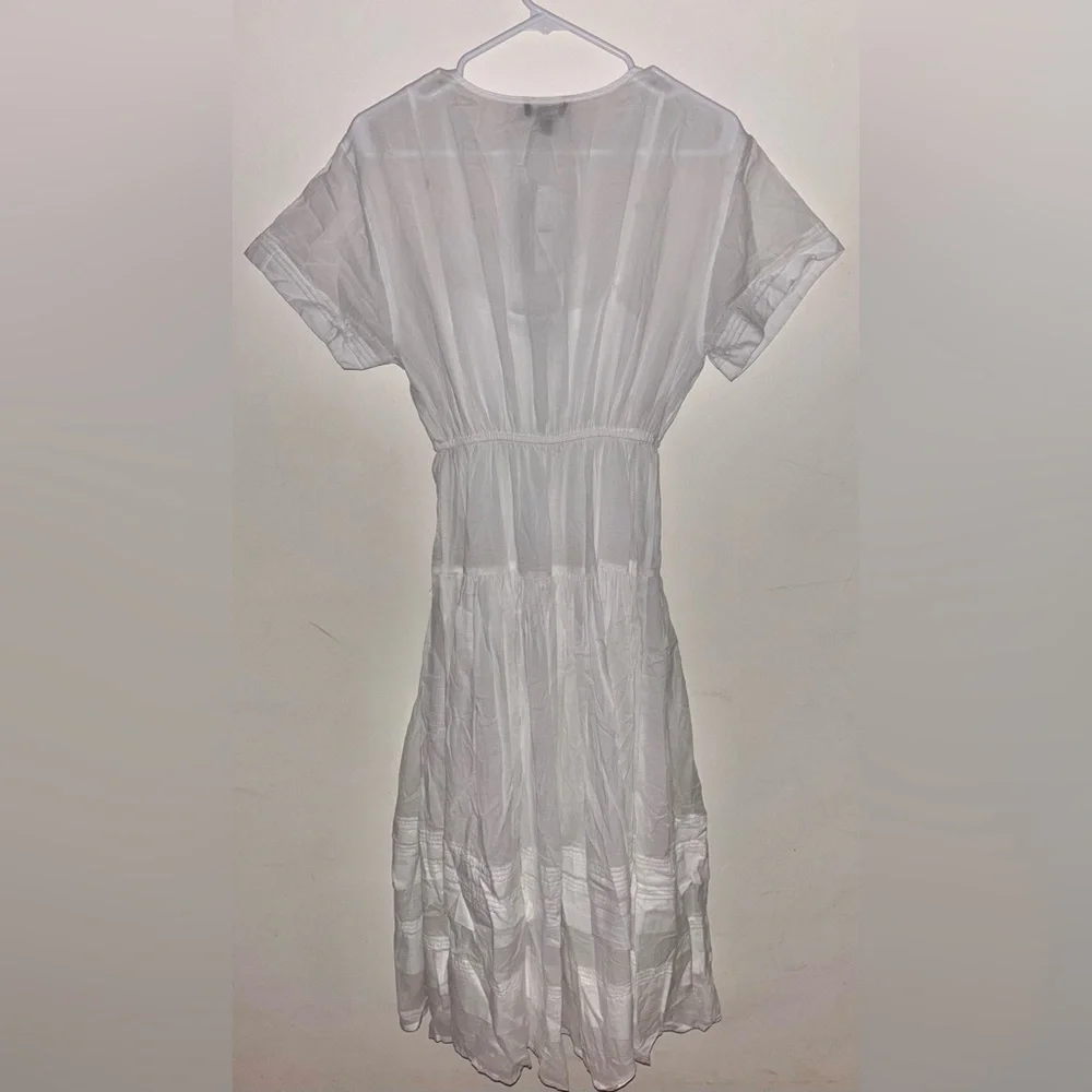 NWT J.Crew Pintuck shirtdress in cotton voile XS White Preppy Casual Wedding